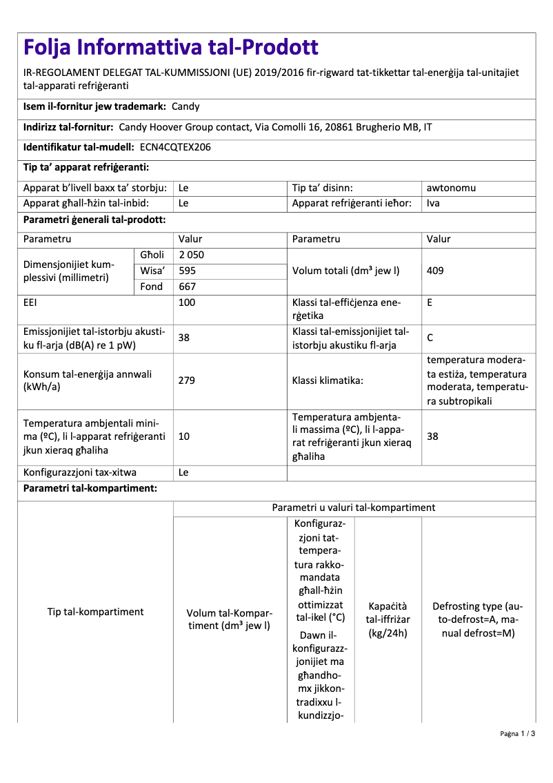Imagen de la primera página del manual del dispositivo ECN4CQTEX206