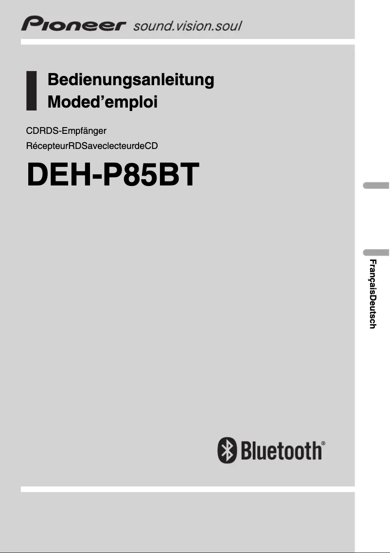 Imagen de la primera página del manual del dispositivo DEH-P85BT
