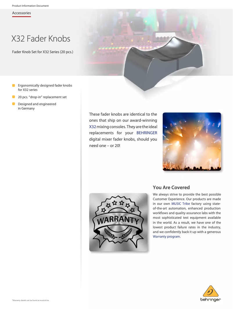 Imagen de la primera página del manual del dispositivo X32 Fader Knobs