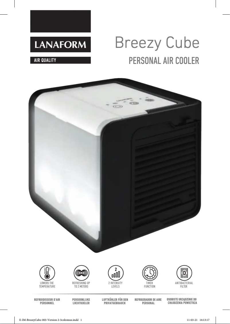 Imagen de la primera página del manual del dispositivo Breezy Cube