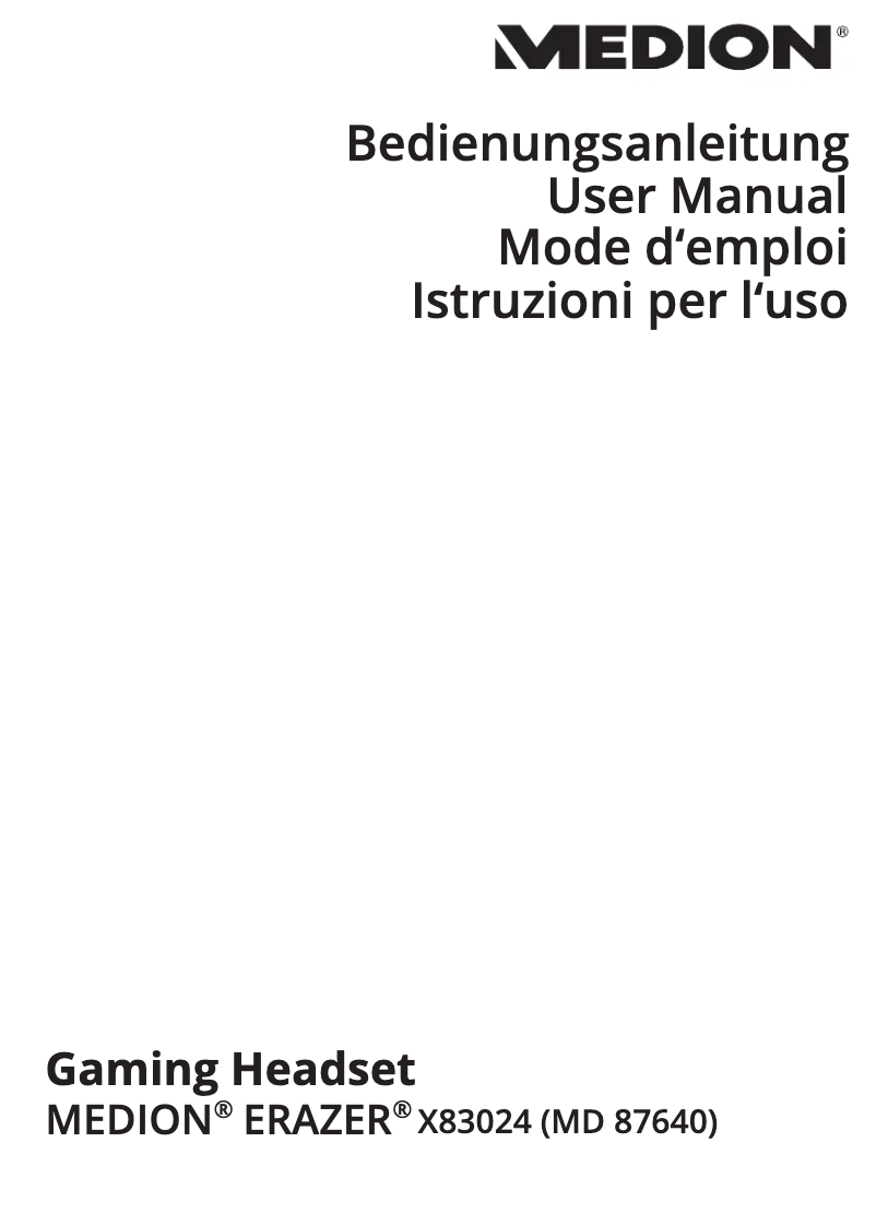 Imagen de la primera página del manual del dispositivo ERAZER X83024 (MD 87640)