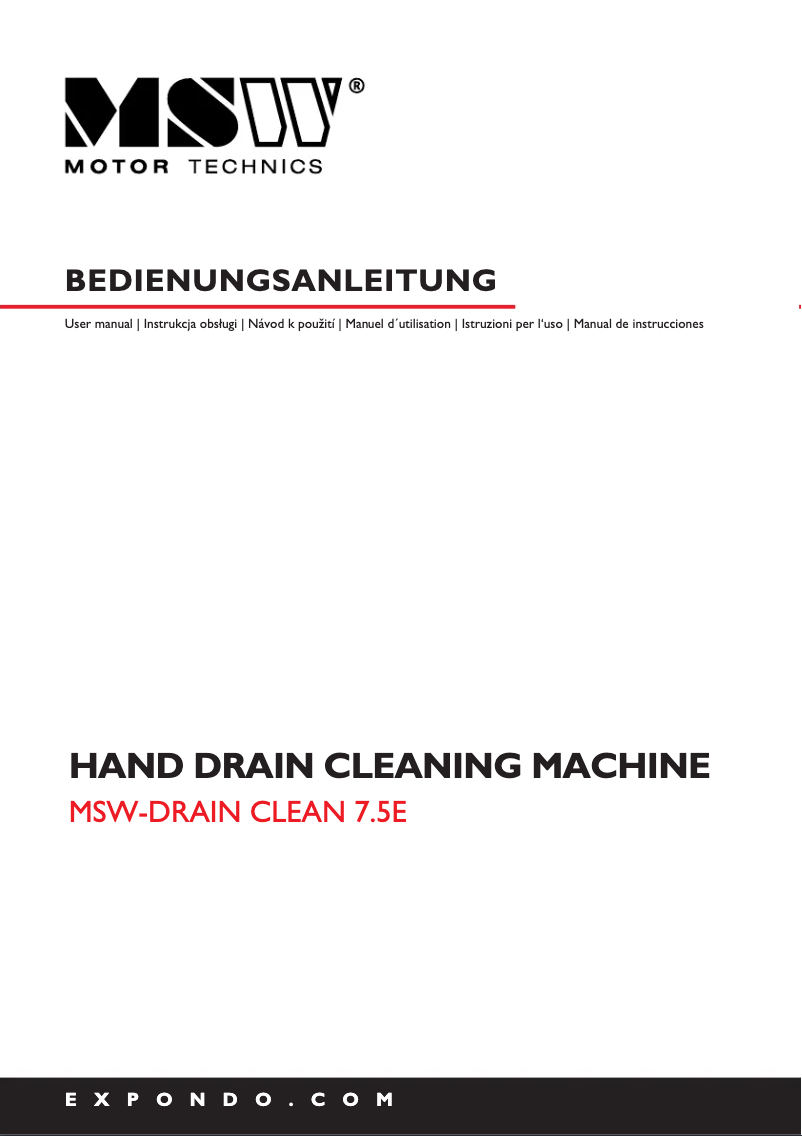 Imagen de la primera página del manual del dispositivo MSW-DRAIN CLEAN 7.5E