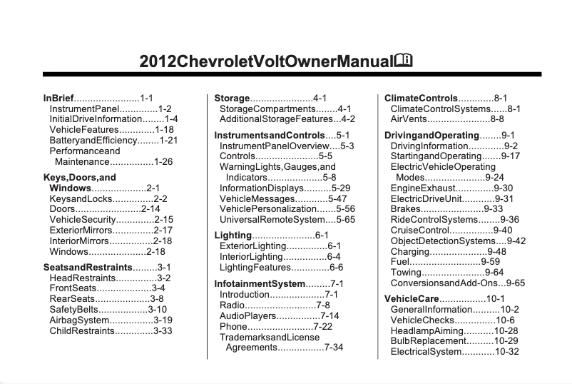 Imagen de la primera página del manual del dispositivo Volt (2012)
