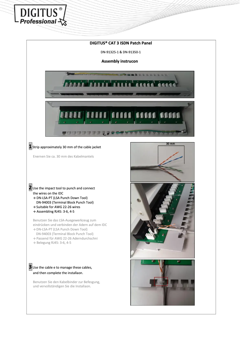 Página nº 1 - Manual de usuario Digitus DN-91325-1
