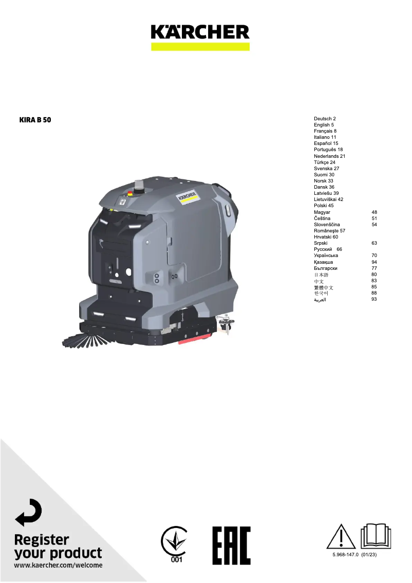 Imagen de la primera página del manual del dispositivo KIRA B 50