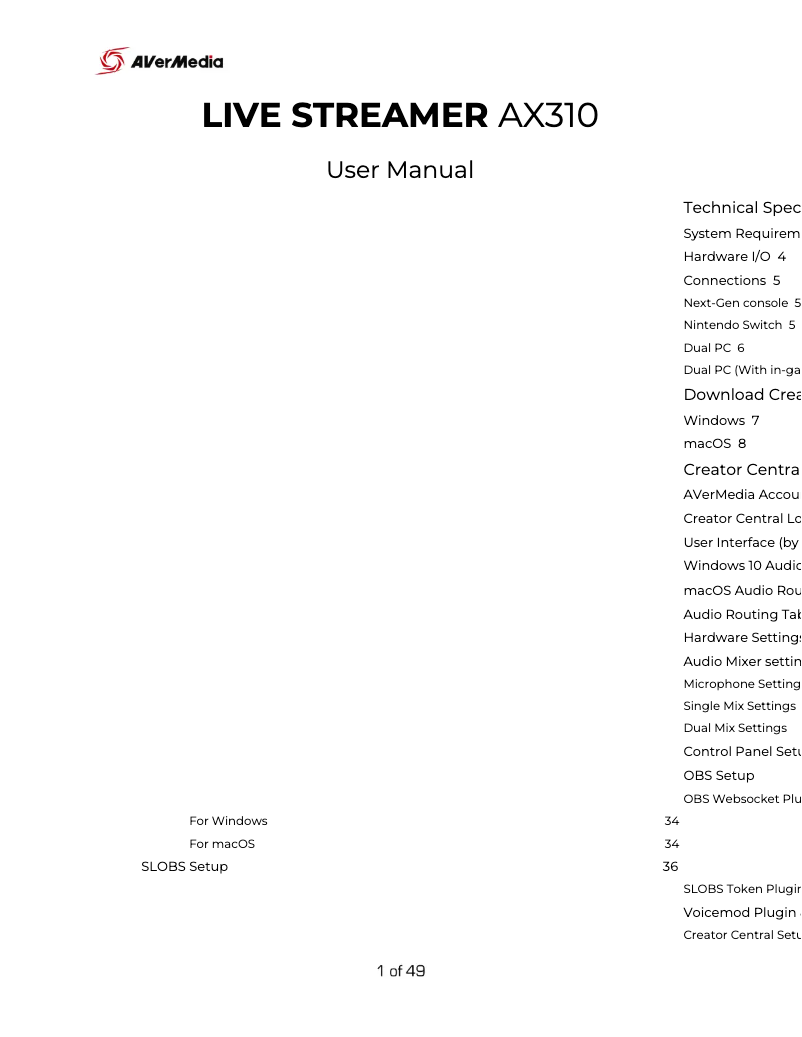 Página 1 del manual Manual de usuario AVerMedia Live Streamer NEXUS AX310