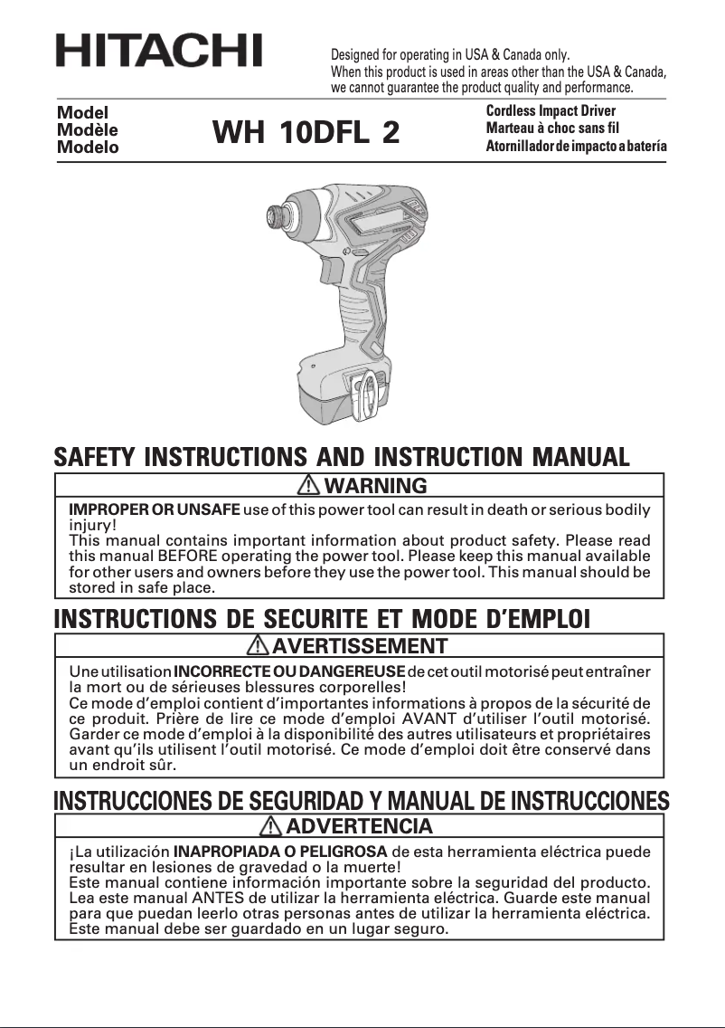 Imagen de la primera página del manual del dispositivo WH10DFL2