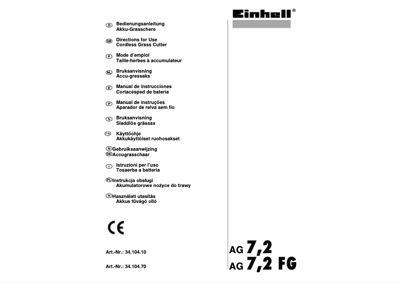 Página 1 del manual Manual de usuario Einhell AG 7,2 FG