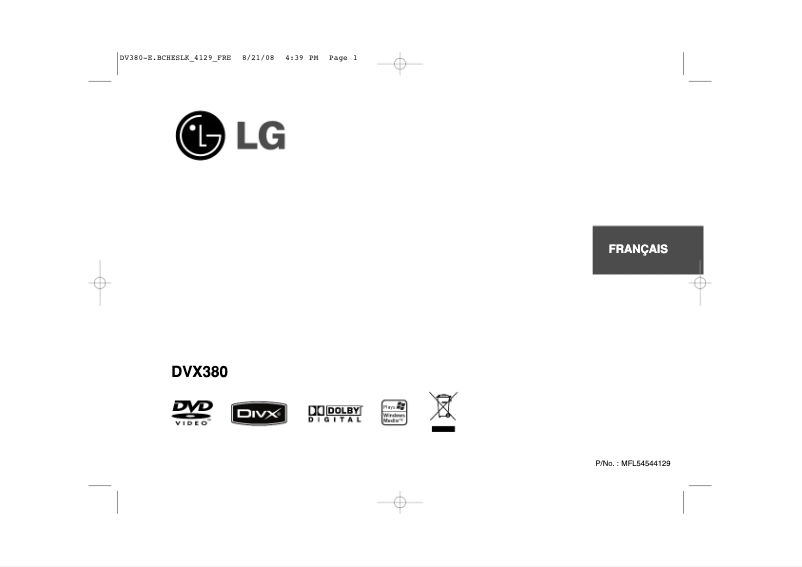 Imagen de la primera página del manual del dispositivo DVX380