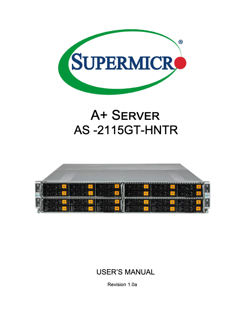 Imagen de la primera página del manual del dispositivo SuperServer AS-2115GT-HNTR