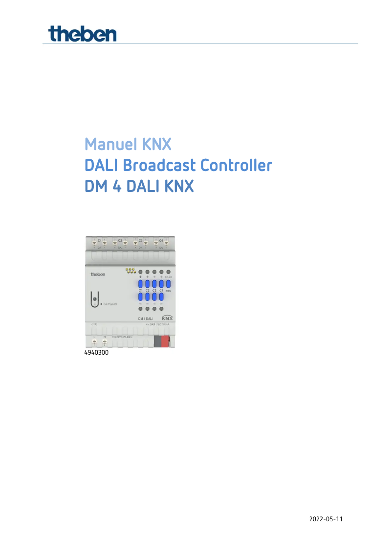 Imagen de la primera página del manual del dispositivo DM 4 DALI KNX
