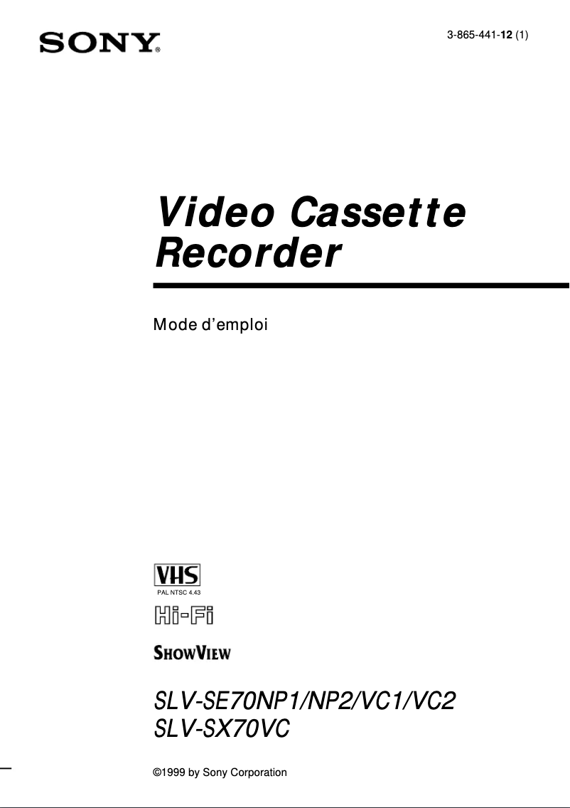 Página 1 del manual Manual de usuario Sony SLV-SX70VC