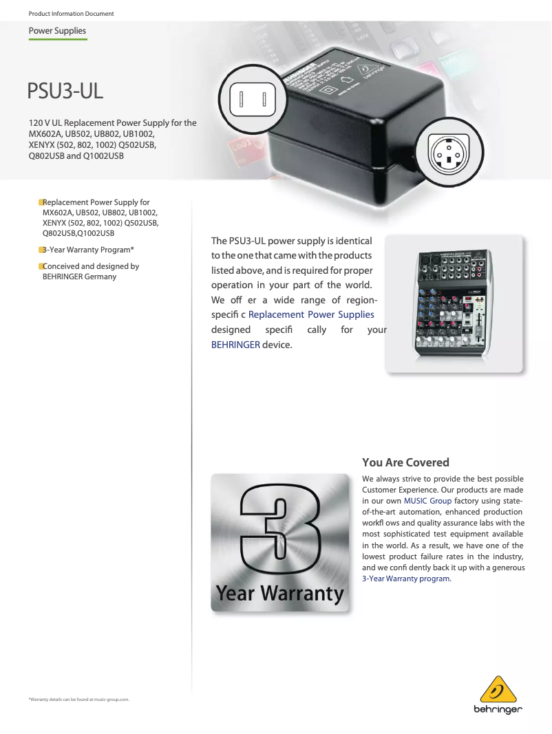 Imagen de la primera página del manual del dispositivo PSU3-UL