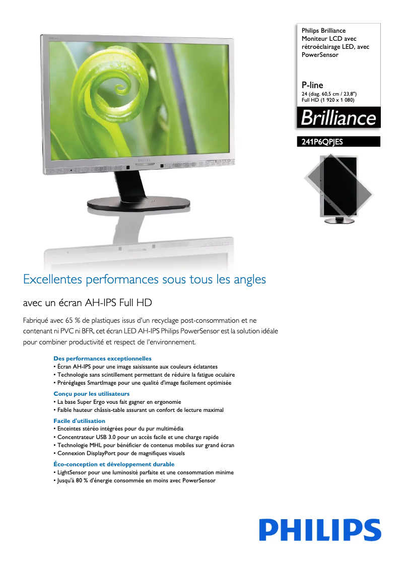 Imagen de la primera página del manual del dispositivo Brilliance 241P6QPJES