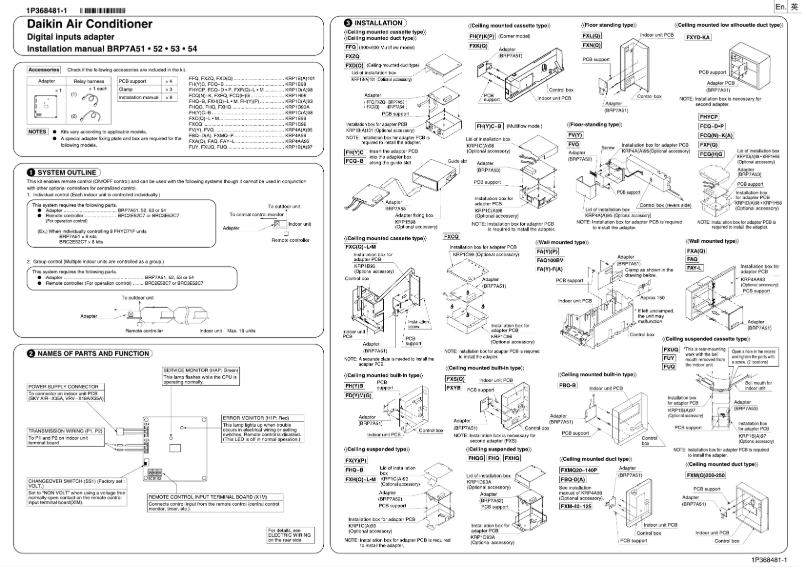 Página 1 del manual Manual de usuario Daikin BRP7A51