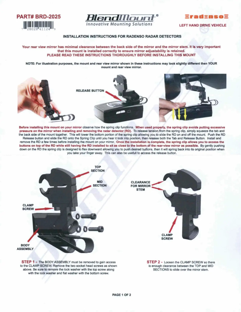 Imagen de la primera página del manual del dispositivo BRD-2025