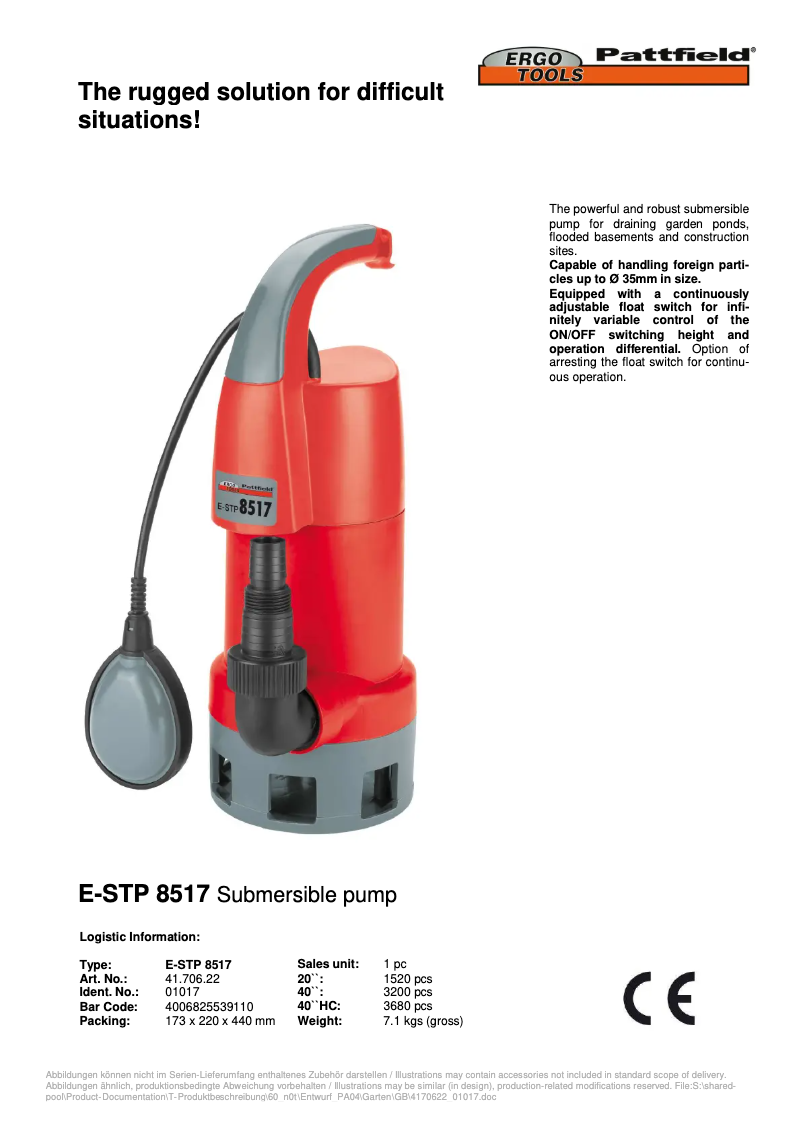 Imagen de la primera página del manual del dispositivo E-STP 8517
