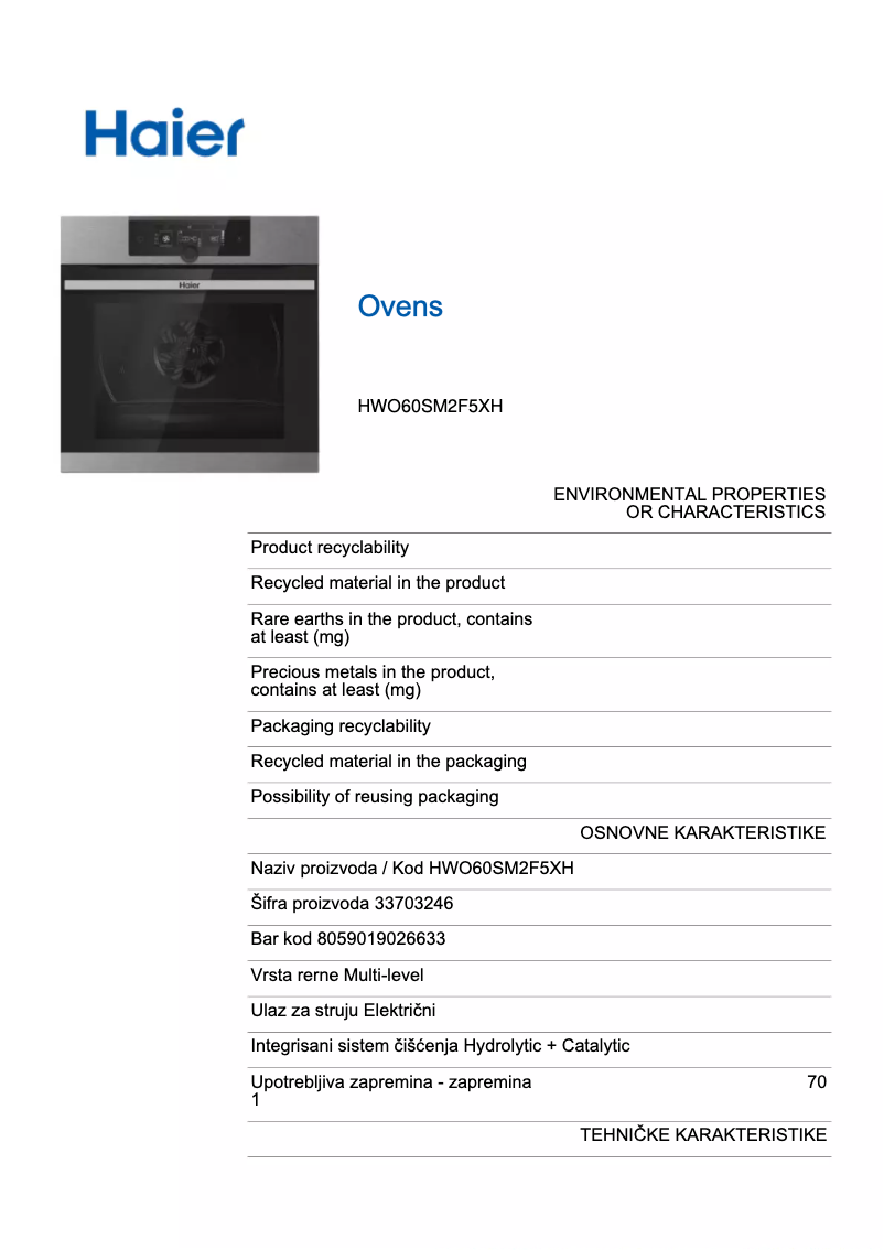 Imagen de la primera página del manual del dispositivo HWO60SM2F5XH