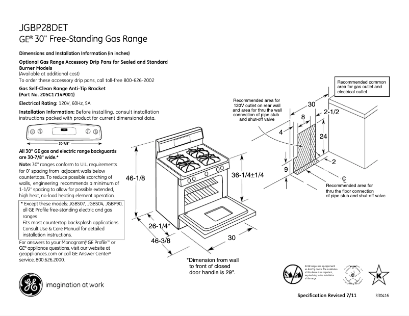 Imagen de la primera página del manual del dispositivo JGBP28DETWW