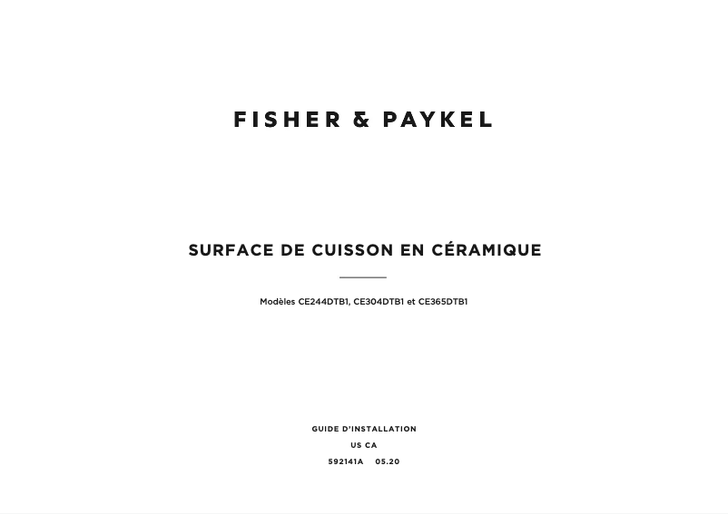 Página 1 del manual Guía de instalación Fisher & Paykel CE244DTB1