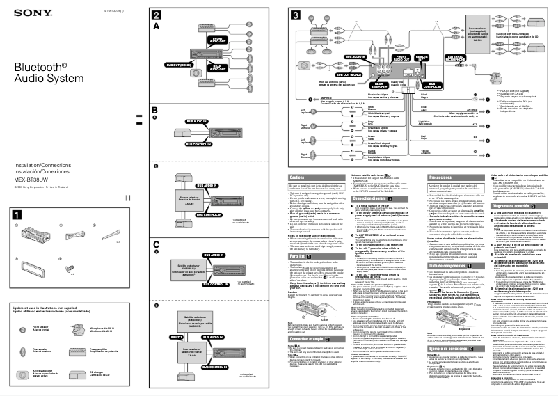 Imagen de la primera página del manual del dispositivo MEX-BT38UW