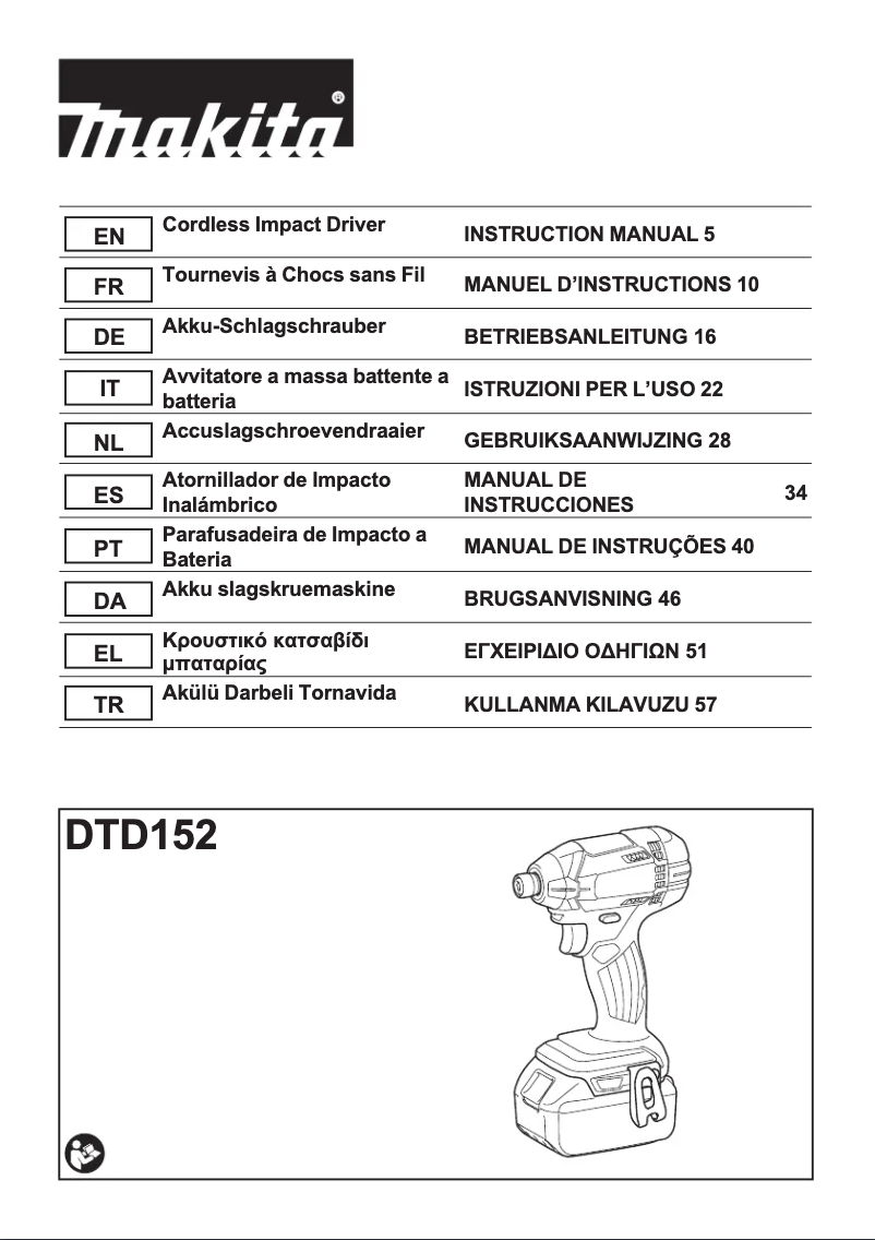 Página 1 del manual Manual de usuario Makita DLX2146T