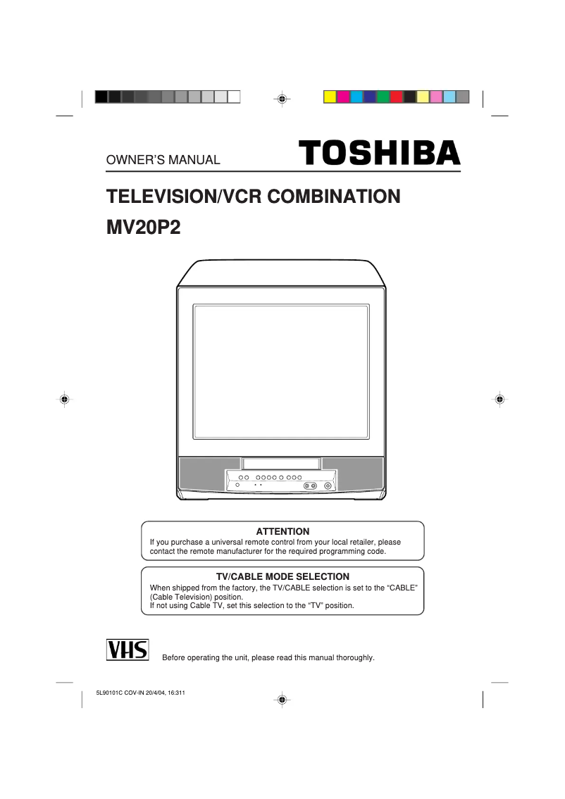 Página 1 del manual Manual de usuario Toshiba MV20P2