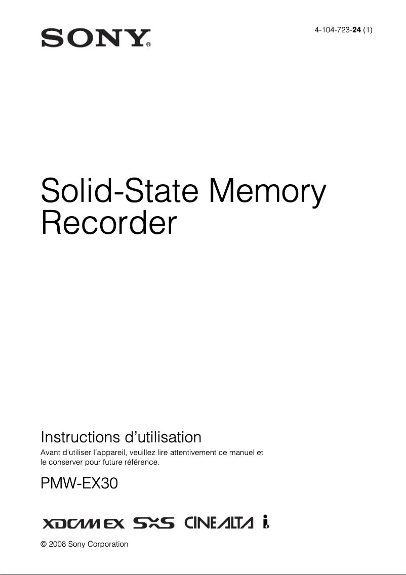 Página nº 1 - Manual de usuario Sony PMW-EX30