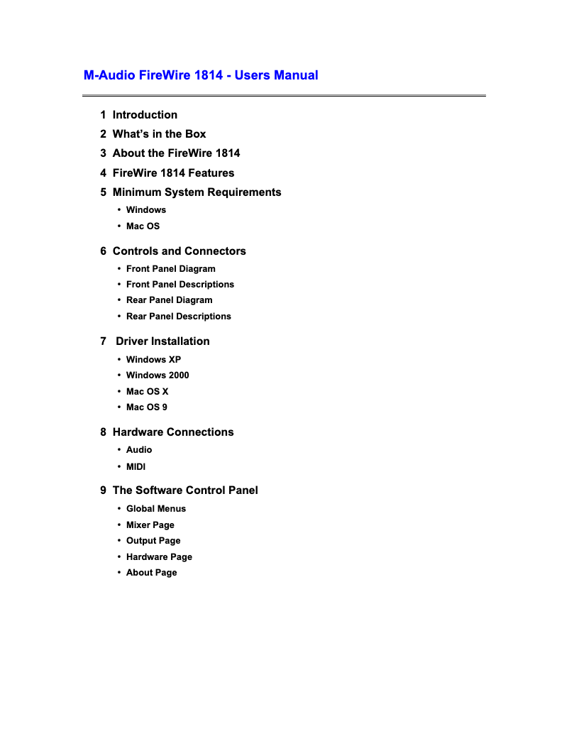 Imagen de la primera página del manual del dispositivo Firewire 1814