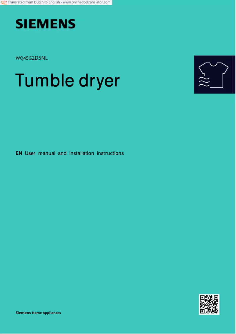 Imagen de la primera página del manual del dispositivo WQ45G2D5NL