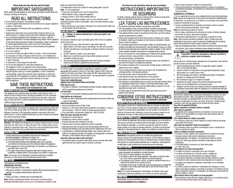 Página 1 del manual Manual de usuario George Foreman GRV80