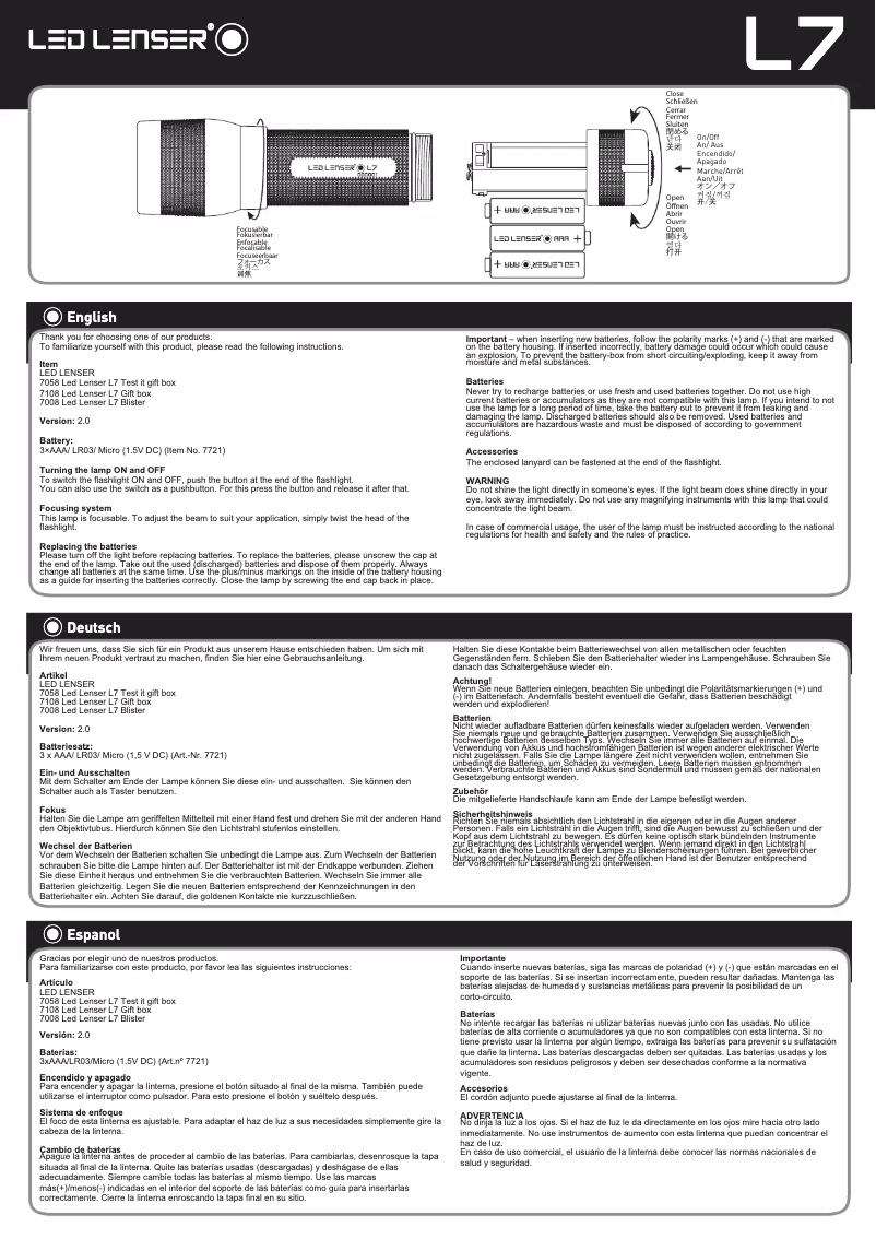 Imagen de la primera página del manual del dispositivo L7