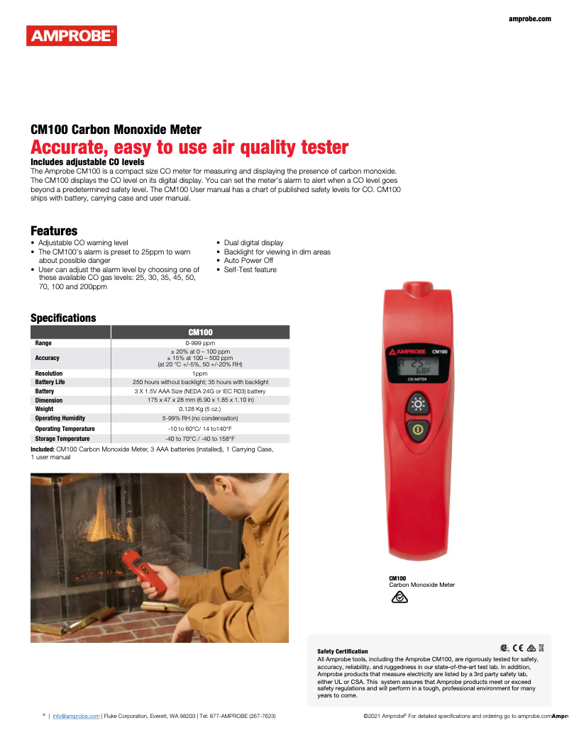 Página nº 1 - Ficha técnica Amprobe CM100