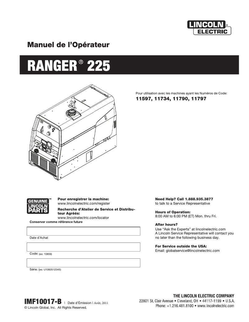 Imagen de la primera página del manual del dispositivo Ranger 225