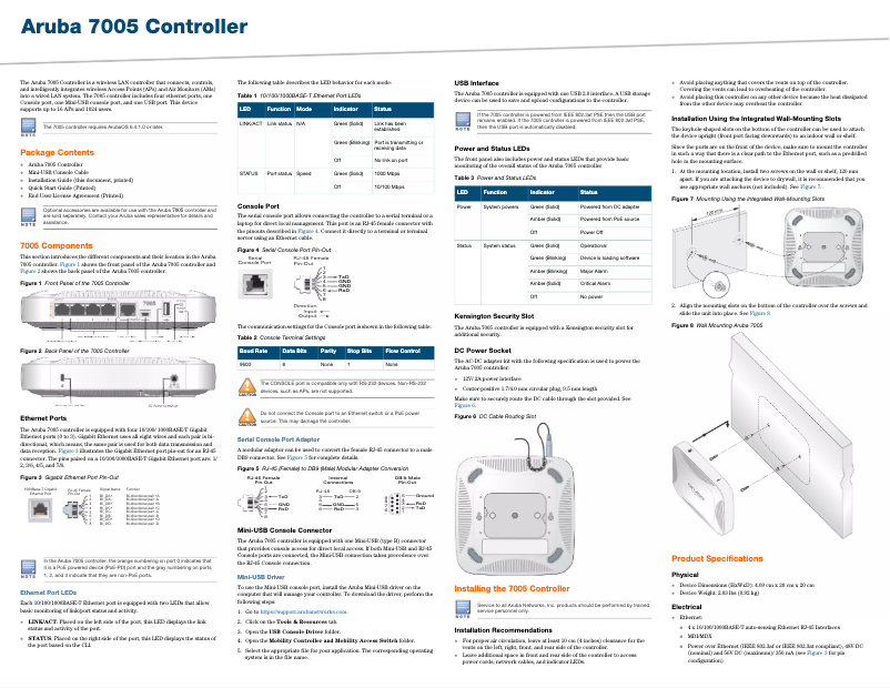 Página 1 del manual Manual de usuario Aruba 7005