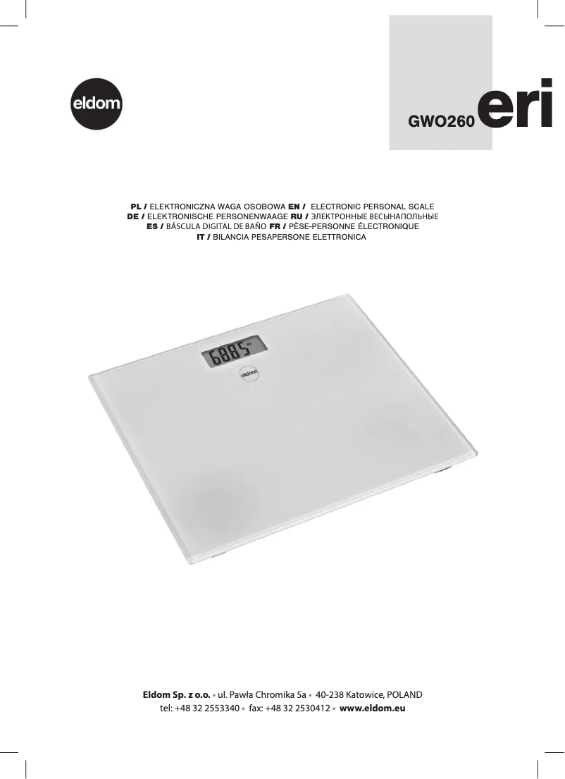 Imagen de la primera página del manual del dispositivo Eri GWO260