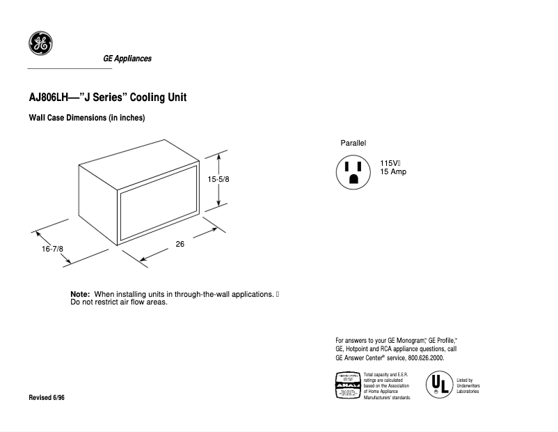 Imagen de la primera página del manual del dispositivo AJ806LH