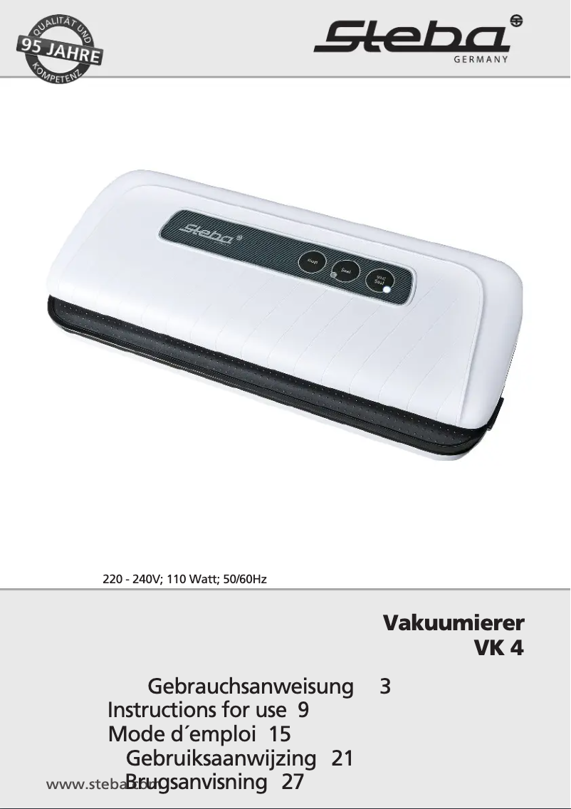 Página 1 del manual Manual de usuario Steba VK 4