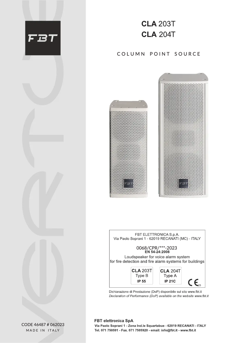 Imagen de la primera página del manual del dispositivo VERTUS CLA 203T