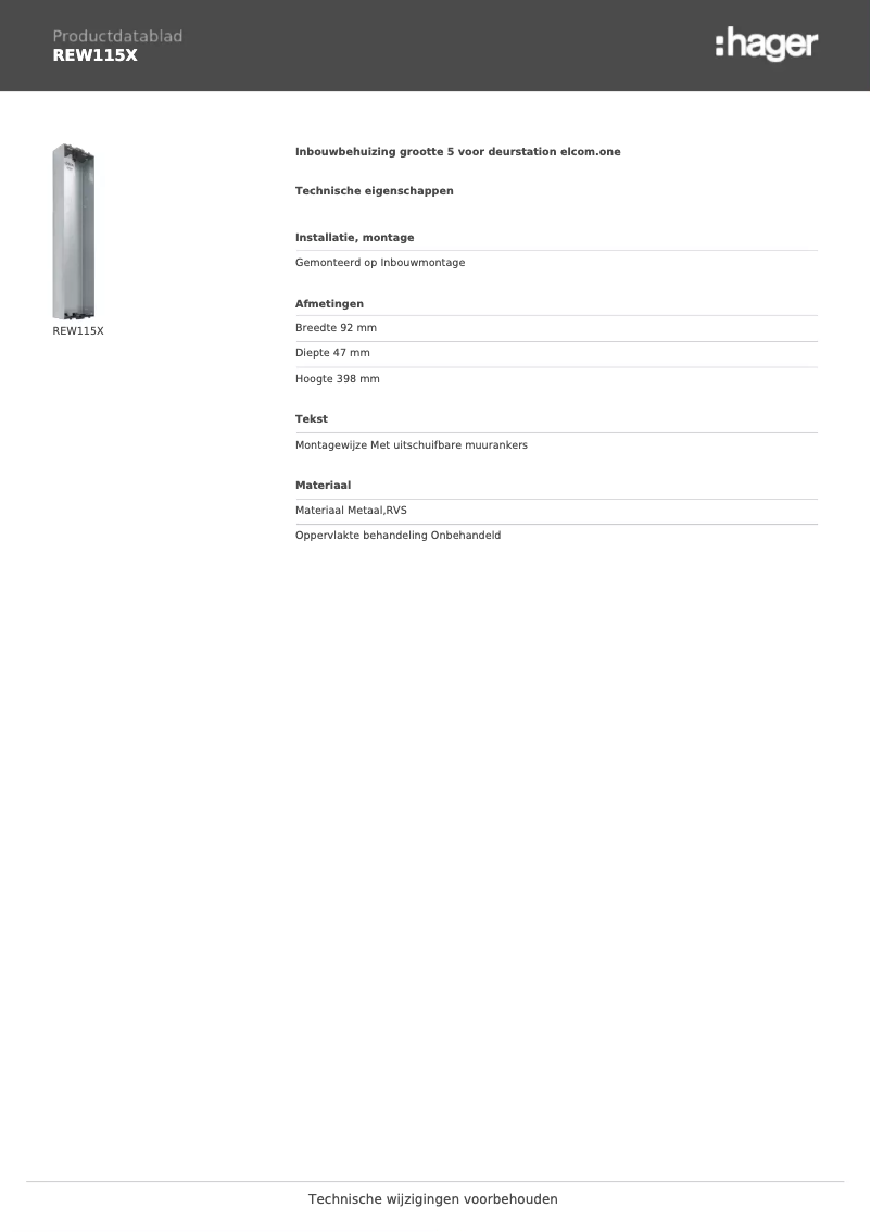 Imagen de la primera página del manual del dispositivo REW115X