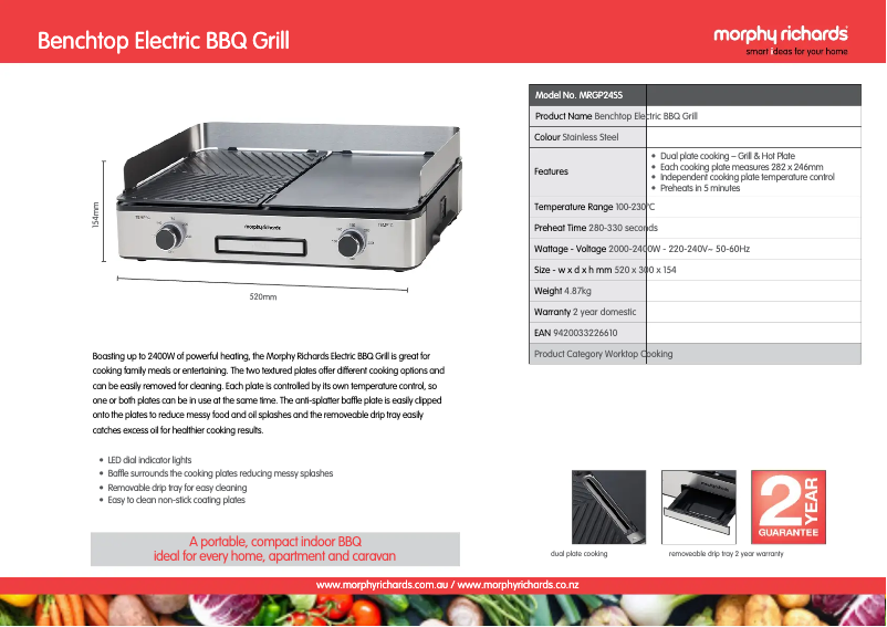 Página 1 del manual Ficha técnica Morphy Richards MRGP24SS