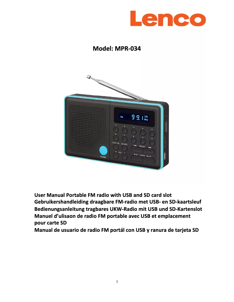 Imagen de la primera página del manual del dispositivo MPR-034