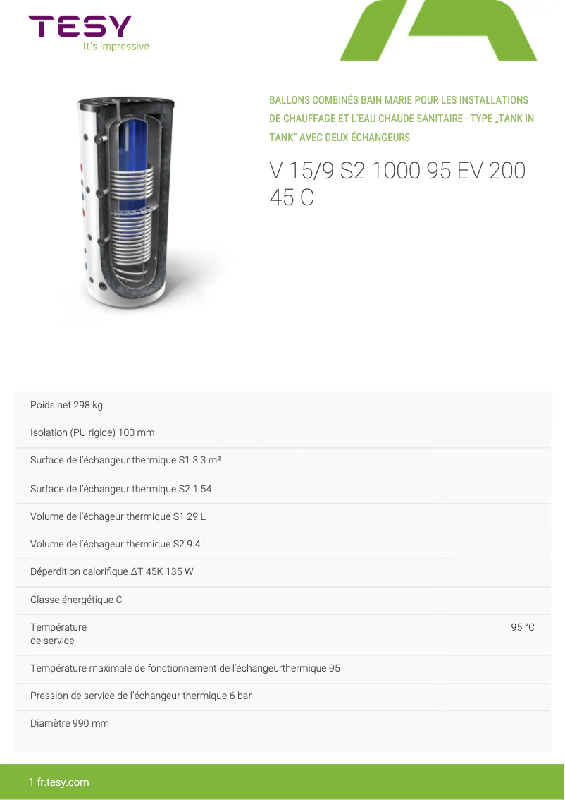 Imagen de la primera página del manual del dispositivo V 15/9 S2 1000 95 EV 200 45 C