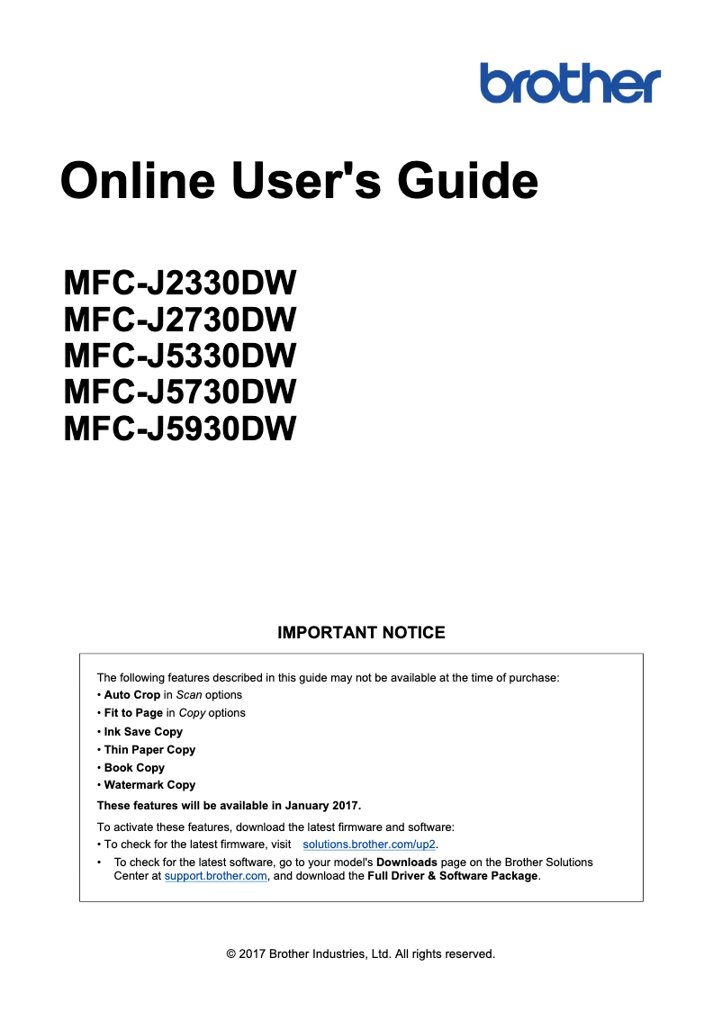 Imagen de la primera página del manual del dispositivo MFC-J2730DW