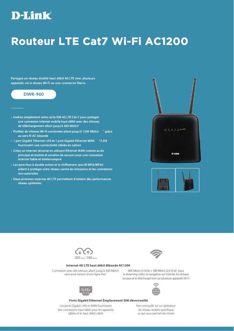 Página 1 del manual Ficha técnica D-Link DWR-960