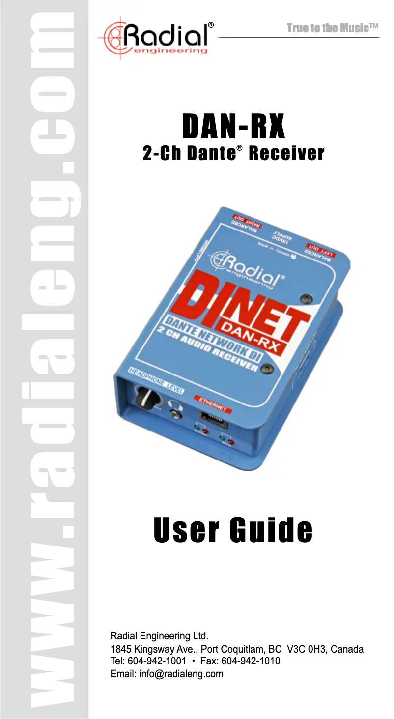 Página 1 del manual Manual de usuario Radial Engineering DiNET DAN-RX