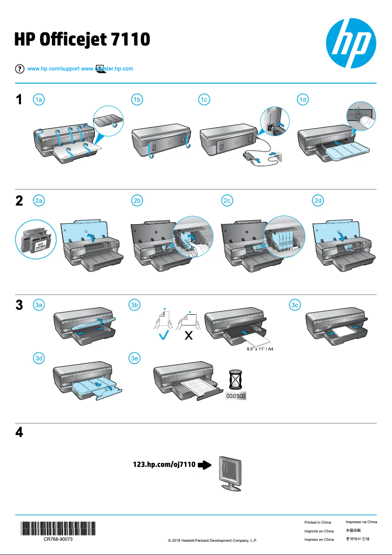 Imagen de la primera página del manual del dispositivo Officejet 7110