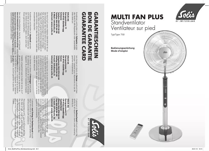 Imagen de la primera página del manual del dispositivo Multi Fan Plus
