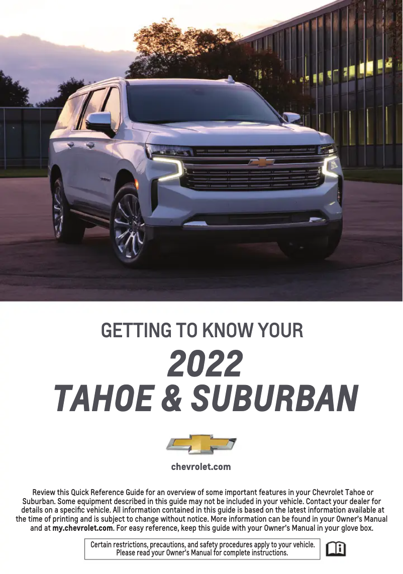 Página 1 del manual Guía de inicio rápido Chevrolet Suburban (2022)