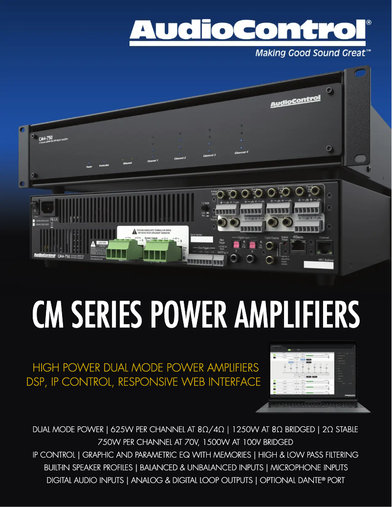 Página 1 del manual Ficha técnica AudioControl CM4-750